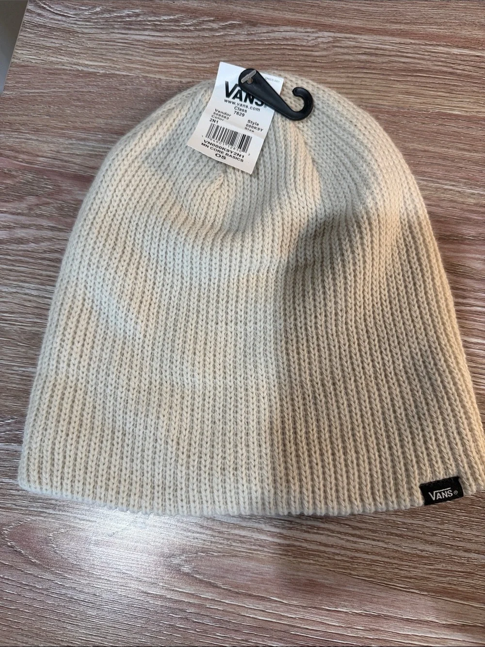 Vans Cream Ribbed Knit Beanie - Men's Soft Winter Hat